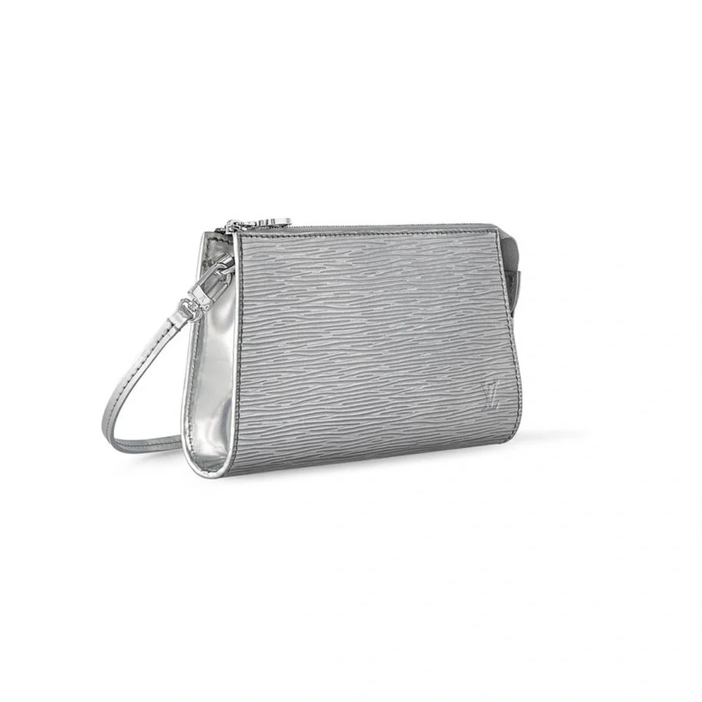 NEW Louis Vuitton Metallic Silver Epi Pochette Accessoires